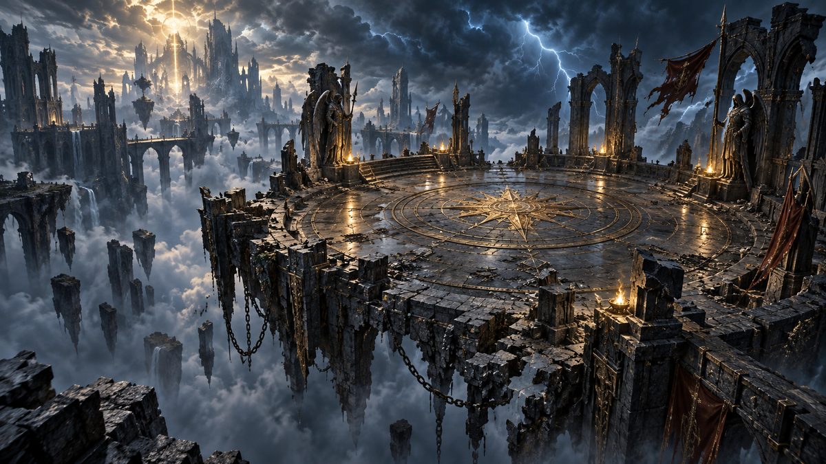 Arena de piedra desmoronándose sobre el vacío